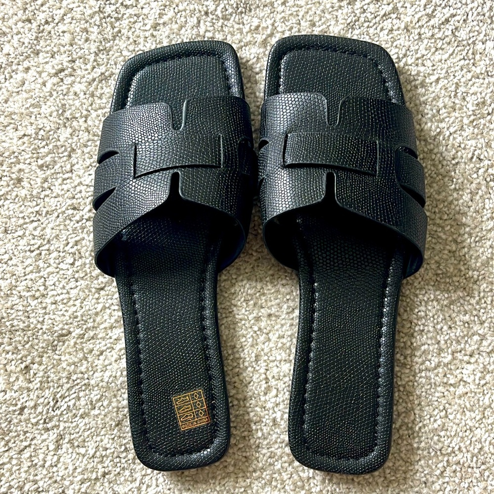 Brand new black square toe sandals